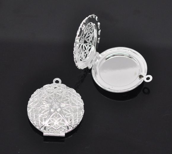 1b Pandantiv dantelat, placat argint, locket box 32x27mm (sp 03)