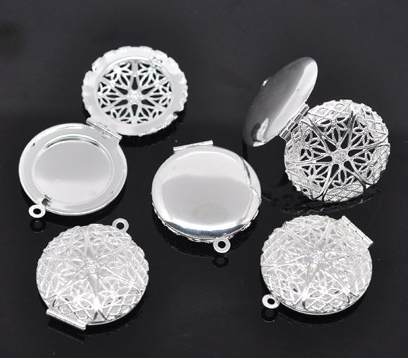 1b Pandantiv dantelat, placat argint, locket box 32x27mm (sp 03)