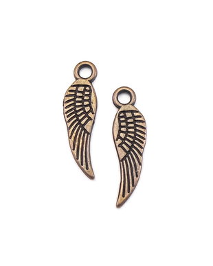 Charm aripa, finisaj cupru antichizat, 18,5x5 mm (cod 9-342)