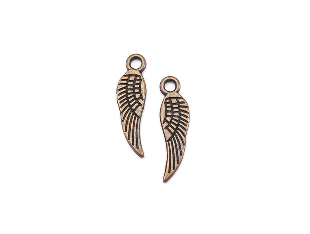 Charm aripa, finisaj cupru antichizat, 18,5x5 mm (cod 9-342)