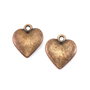 Charm inima, finisaj cupru antichizat, 15,5x14 mm (cod 9-345)