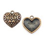 Charm inima, finisaj cupru antichizat, 19,5x20 mm (cod 9-348)