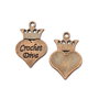 Charm inima, finisaj cupru antichizat, 23x15,5 mm (cod 9-349)