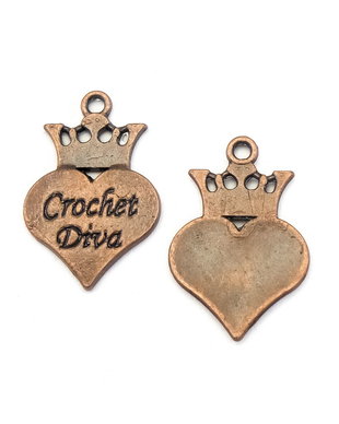 Charm inima, finisaj cupru antichizat, 23x15,5 mm (cod 9-349)