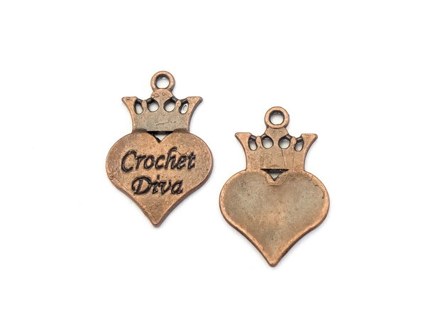 Charm inima, finisaj cupru antichizat, 23x15,5 mm (cod 9-349)