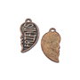 Charm jumatate de inima, finisaj cupru antichizat, 20,5x11 mm (cod 9-351)