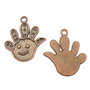 Charm palma, finisaj cupru antichizat, 27x24 mm (cod 9-352)