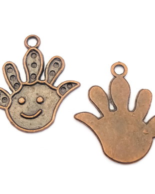 Charm palma, finisaj cupru antichizat, 27x24 mm (cod 9-352)