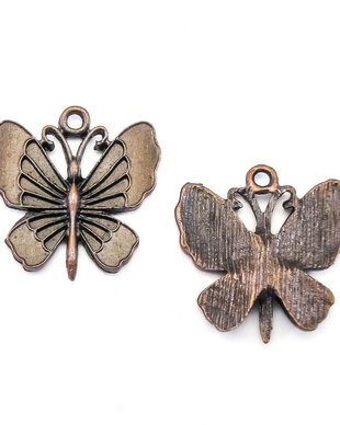 Charm fluture, finisaj cupru antichizat, 22x20,5 mm (cod 9-353)