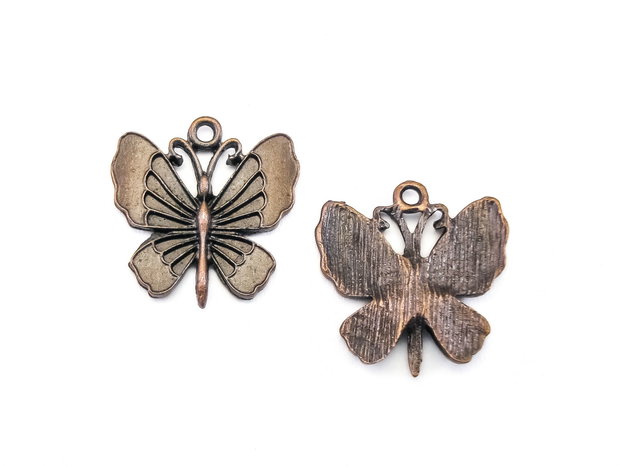 Charm fluture, finisaj cupru antichizat, 22x20,5 mm (cod 9-353)