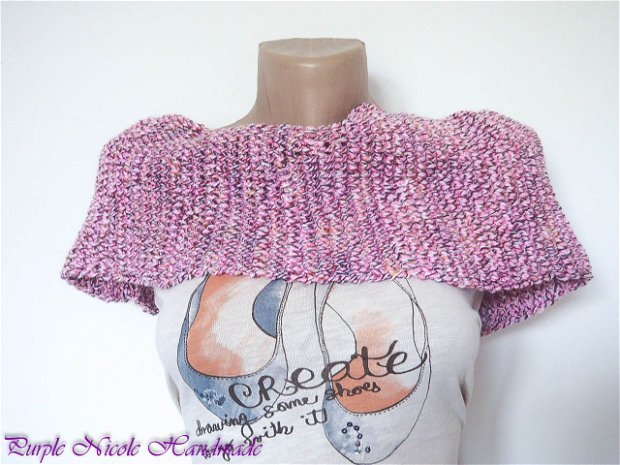 Fular circular tricotat Zambile - roz, alb, grena