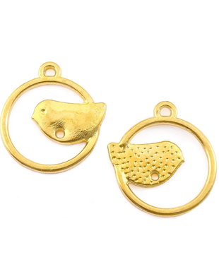 Charm pasare, finisaj auriu, 21x20 mm (cod 9-360)