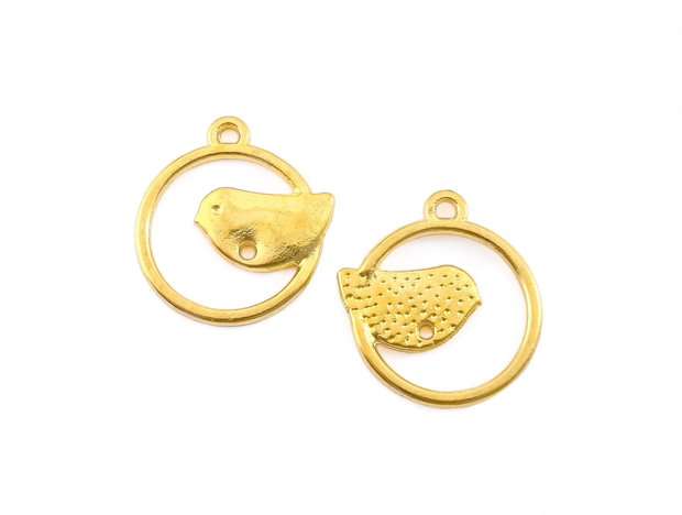 Charm pasare, finisaj auriu, 21x20 mm (cod 9-360)