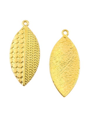 Charm frunza, finisaj auriu, 30x13 mm (cod 9-362)