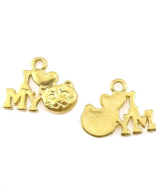Charm pisica, finisaj auriu, 13x16,5 mm (cod 9-365)