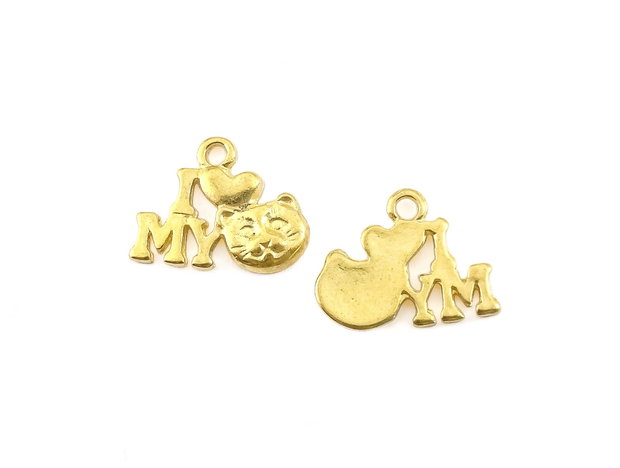 Charm pisica, finisaj auriu, 13x16,5 mm (cod 9-365)