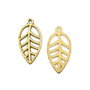 Charm frunza, finisaj auriu antichizat, 22,5x11,5 mm (cod 9-372)
