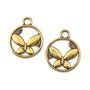 Charm fluture, finisaj auriu antichizat, 22x18 mm (cod 9-374)