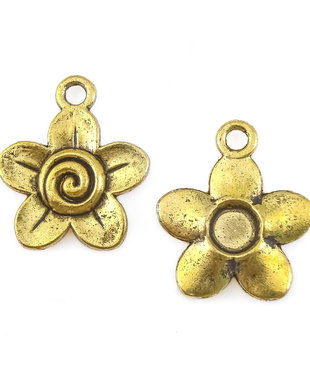 Charm floare, finisaj auriu antichizat, 22,5x19 mm (cod 9-375)