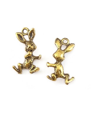 Charm iepure, finisaj auriu antichizat, 20x11,5 mm (cod 9-380)
