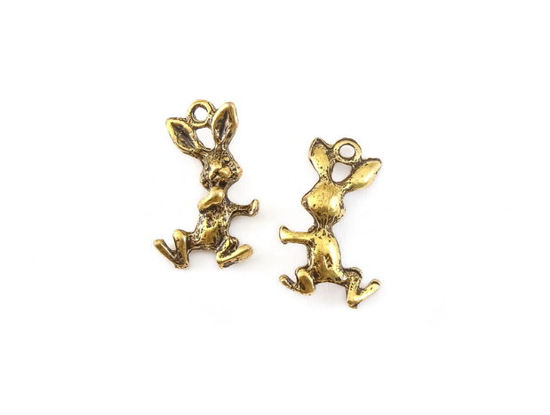 Charm iepure, finisaj auriu antichizat, 20x11,5 mm (cod 9-380)