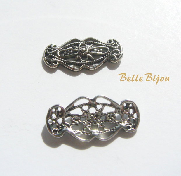 Link filigranat argintiu antichizat 3x12x24 mm