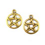 Charm pentagrama, finisaj auriu antichizat, 20x16,5 mm (cod 9-387)