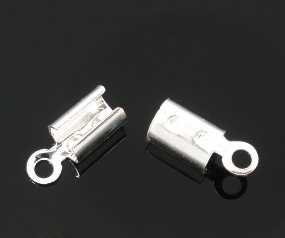 2buc End cord placat argint 8x3mm (SP0034)