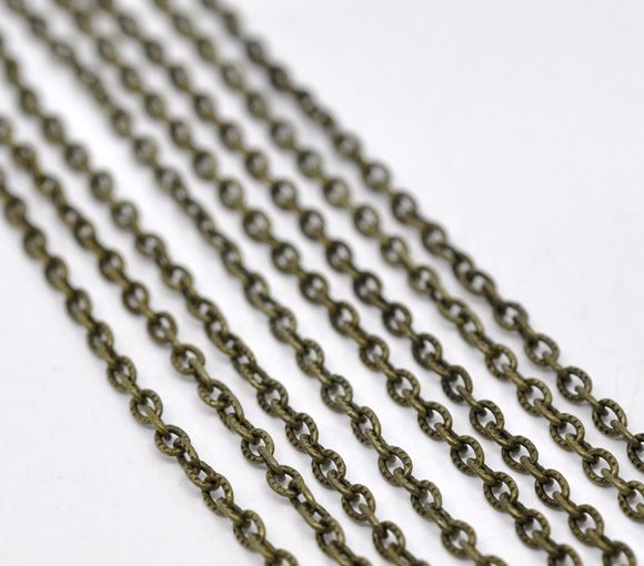 1m Lant bronz ,zale texturate deschise 4.5x3mm (bz 24 )