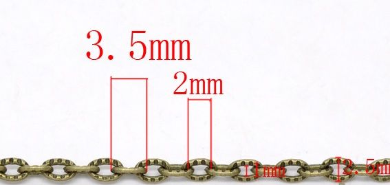 1m Lant bronz  zale texturate deschise 3,5x2,5mm (bz 25)