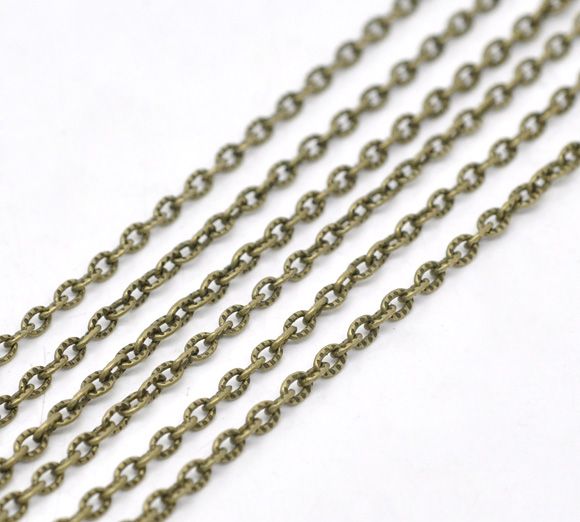 1m Lant bronz  zale texturate deschise 3,5x2,5mm (bz 25)