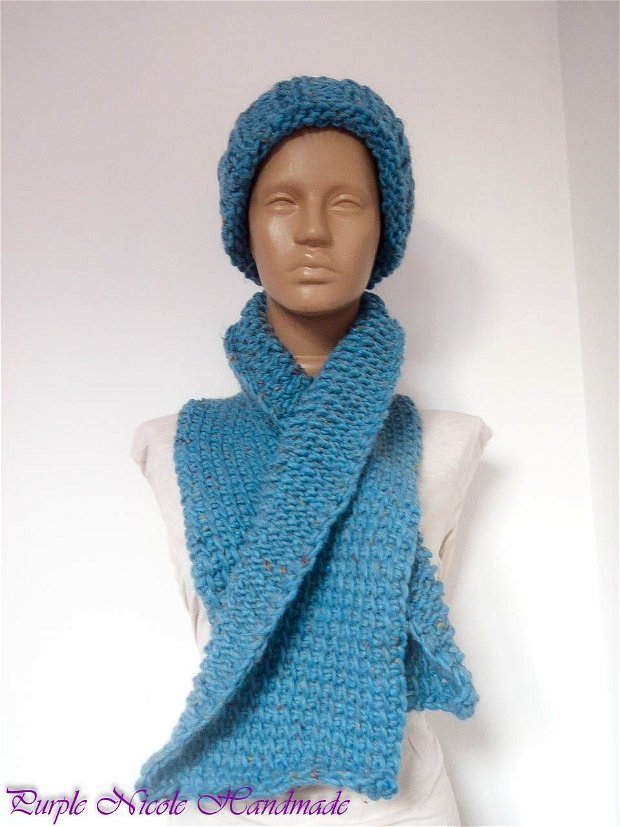 Fular tricotat Blue Winter