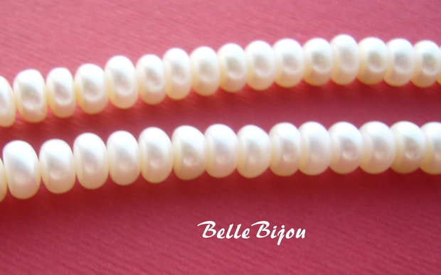 Perle de cultura albe rondele aprox 6.5x4 mm