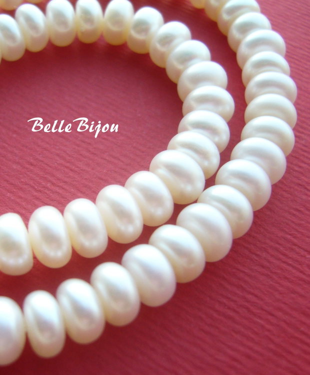 Perle de cultura albe rondele aprox 6.5x4 mm
