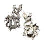 Pandantiv dragon, argintiu antichizat, 50x30 mm (cod 11-159)