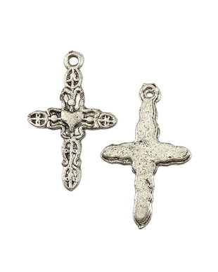 Pandantiv cruciulita, argintiu antichizat, 35x21,5 mm (cod 11-166)
