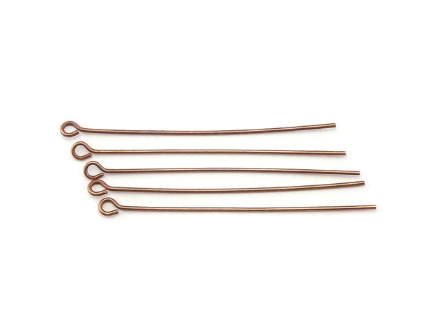 Ace cu bucla, alama cu finisaj cupru antichizat, 45x0,7 mm – 10 buc (cod 14-11)
