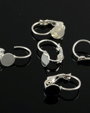 E611 Baza cercei cu platou 6mm silver plated