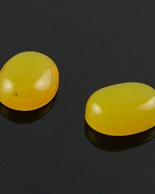 Cab20 Cabochon oval agata galbena cu tenta verzuie 10x8mm (2buc)