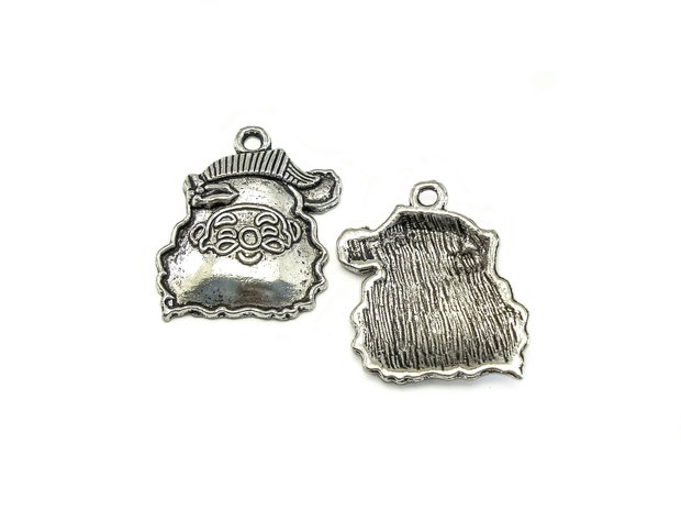Charm Mos Craciun, argintiu antichizat, 25x20 mm (cod 9-118)