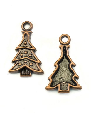 Charm brad, finisaj cupru antichizat, 23x14 mm (cod 9-327)