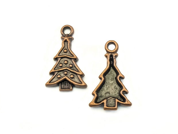 Charm brad, finisaj cupru antichizat, 23x14 mm (cod 9-327)