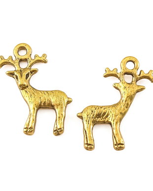Charm ren, finisaj auriu antichizat, 23x18 mm (cod 9-381)