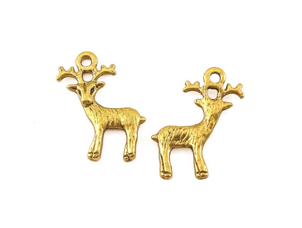 Charm ren, finisaj auriu antichizat, 23x18 mm (cod 9-381)