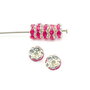 Distantier argintiu cu rhinestone roz, 6 mm (cod 7-213)
