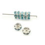 Distantier argintiu cu rhinestone albastru deschis, 6 mm (cod 7-214)