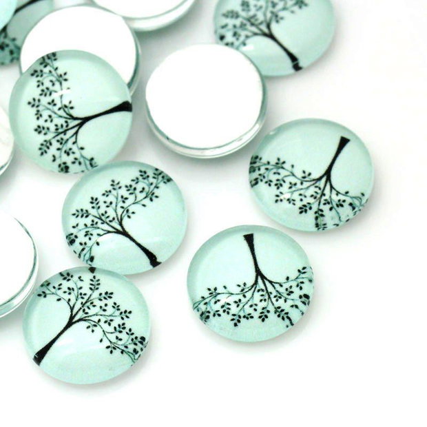 1b Cabochon sticla light green tree 12mm (ag 06)