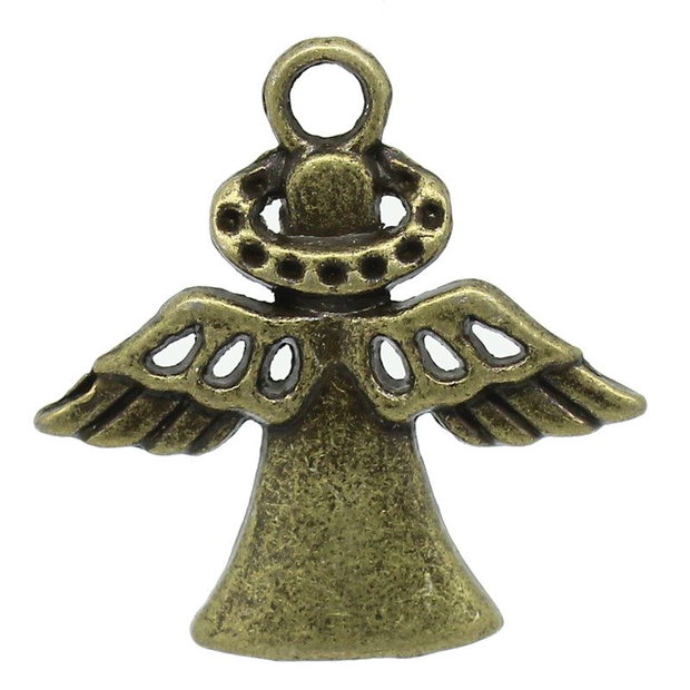 1b charm / pandantiv finisaj bronz , ingeras 23x22mm (BZ0039)