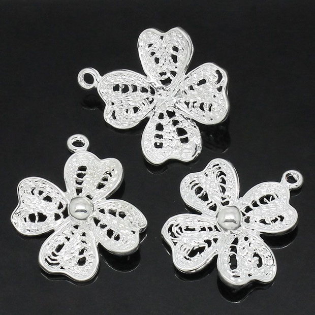 1b charm / pandantiv trifoi placat argint 21x18mm (sp 67)