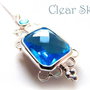 PANDANTIV PLACAT CU ARGINT 925 SI CRISTALE ALBASTRE -REDUCERE 50%